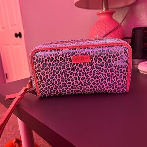 Consuela Pink and Blue Leopard Wristlet